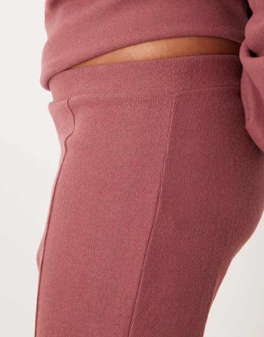 ASOS DESIGN Curve Supersoft seam detail kick flare trouser in dark rose - BROWN, 5 of 5