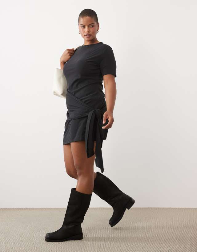 asos black curve dress DESIGN supersoft tie side mini in subclass-Hi-Lo it pairs beautifully with Halley Fitted V Neck Color:Ivory/Sand