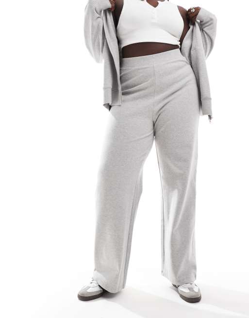 ASOS DESIGN Curve supersoft wide leg sweatpants in gray heather part of a set