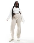 [ASOS Curve] ASOS DESIGN Curve supersoft wide rib trackies in warm cream-White XL WARM CREAM