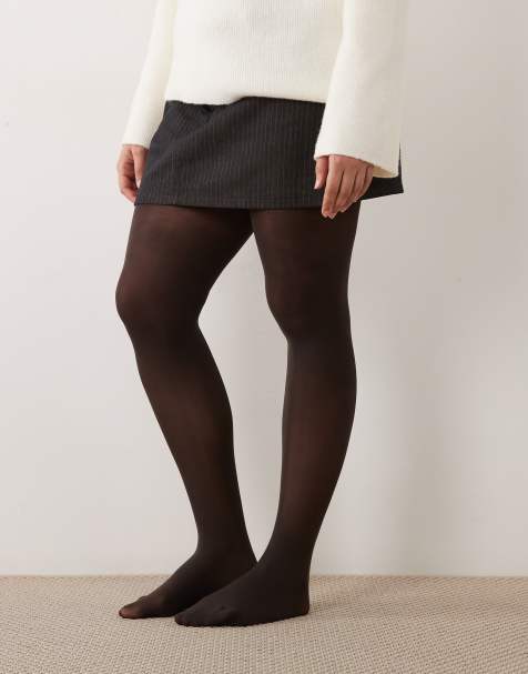 ASOS DESIGN Curve superstretch 40 denier tights i choklad - view 1