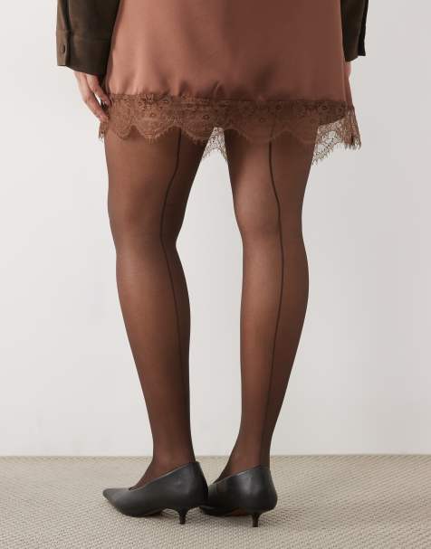 ASOS DESIGN Curve superstretch panty's met achternaad in donkerbruin - view 1