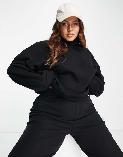 ASOS DESIGN Curve – Superweicher Rollkragenpullover in Schwarz, mit Bündchen, Kombiteil, 3 von 4