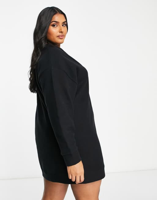 ASOS DESIGN Curve – Superweiches Mini-Strickjackenkleid in Schwarz mit Knopfleiste, 2 von 4