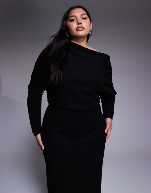 ASOS DESIGN Curve Superzachte midi-jurk met lange mouwen en