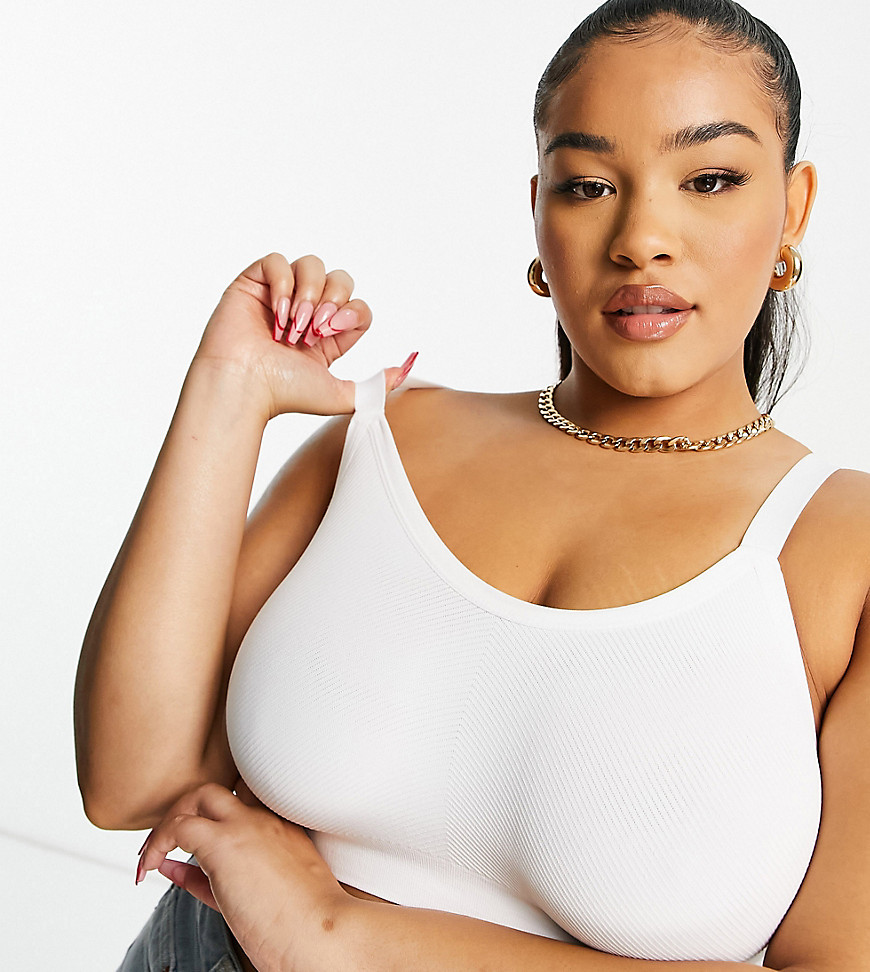 ASOS DESIGN Curve supportive recycled seamfree bralet-White