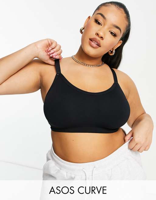 ASOS DESIGN Curve supportive seamless bralet in black - BLACK