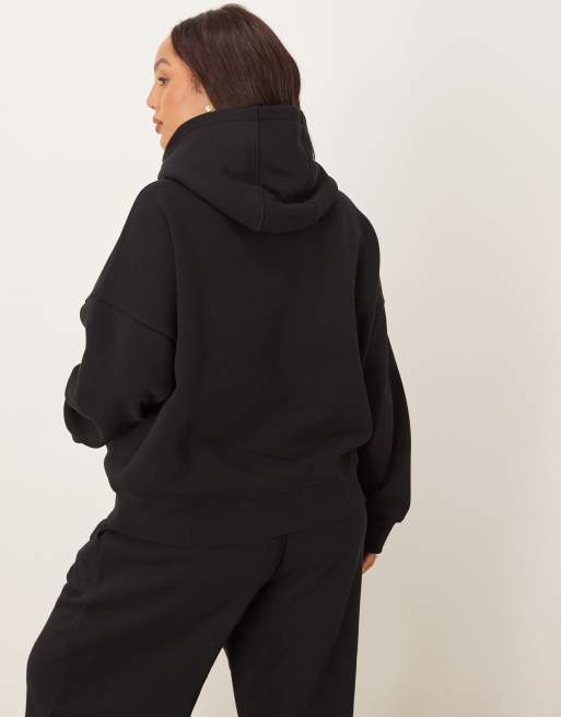 ASOS DESIGN Curve – Svart huvtröja i oversize med dragkedja och borstad insida, 4 av 4