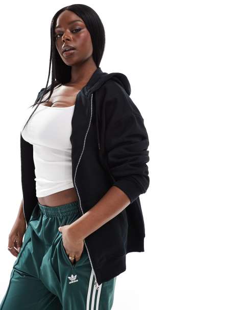 ASOS DESIGN Curve – Svart huvtröja i oversize med dragkedja - view 1