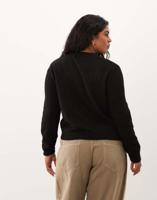 ASOS DESIGN Curve – Svart kofta i yllemix med snäv passform, 4 av 4