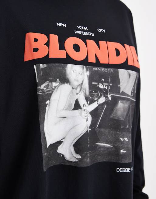ASOS DESIGN Curve – Svart, långärmad t-shirt med licensierat Blondie-tryck, 2 av 4