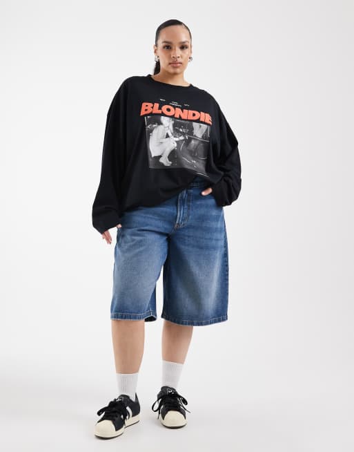 ASOS DESIGN Curve – Svart, långärmad t-shirt med licensierat Blondie-tryck, 4 av 4