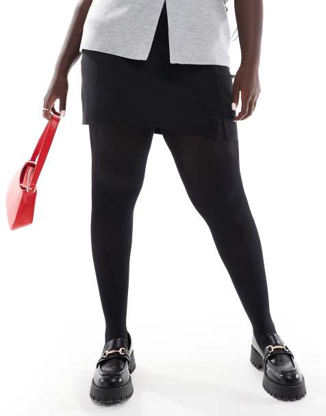 ASOS DESIGN Curve – Svart minikjol med slits - view 1