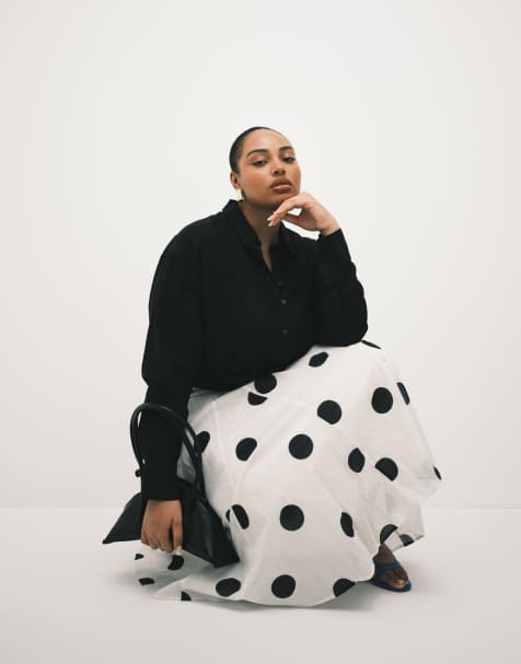 ASOS DESIGN Curve – Svart skjorta i linneblandning - view 1