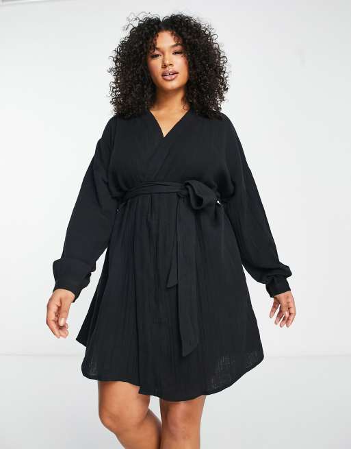 ASOS DESIGN Curve – Svart strandkimono med klockärmar, 4 av 4