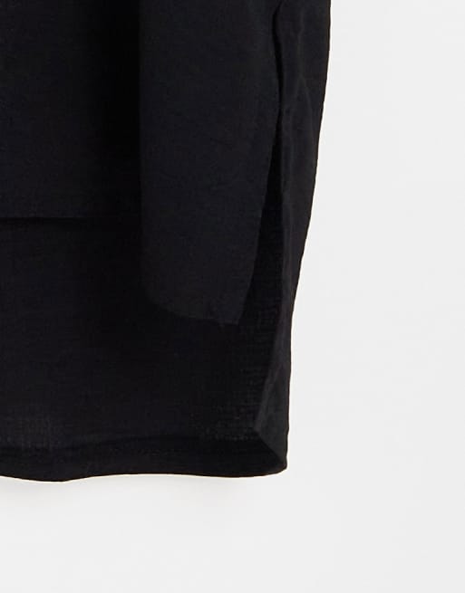 ASOS DESIGN Curve – Svart T-shirt i lång modell med ficka, 4 av 4