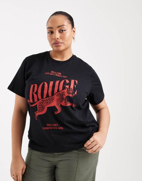 ASOS DESIGN Curve – Svart t-shirt i regular fit med leopardtryck - view 1