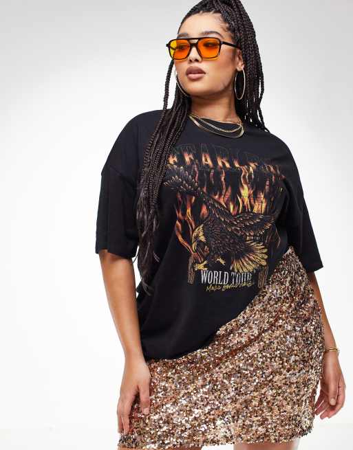 ASOS DESIGN Curve – Svart t-shirt med Fearless-tryck, 3 av 4