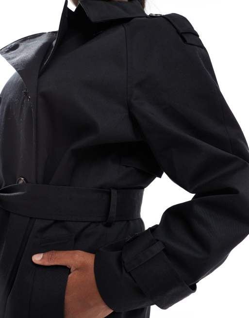 ASOS DESIGN Curve – Svart trenchcoat i lång modell, 4 av 4