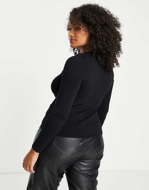 ASOS DESIGN Curve – Svart tröja med utskurna detaljer och knut framtill, 3 av 4