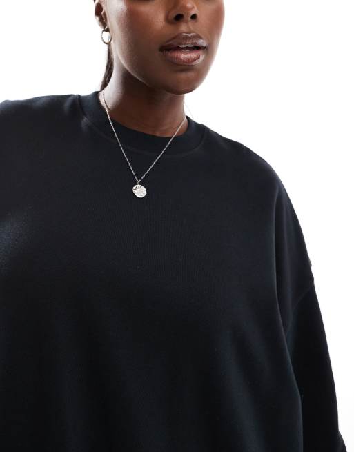ASOS DESIGN Curve – Svart tröjklänning i minilängd med kokongärmar, 4 av 4