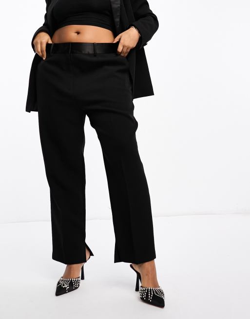 ASOS DESIGN Curve – Svarta avsmalnande byxor i smokingstil
