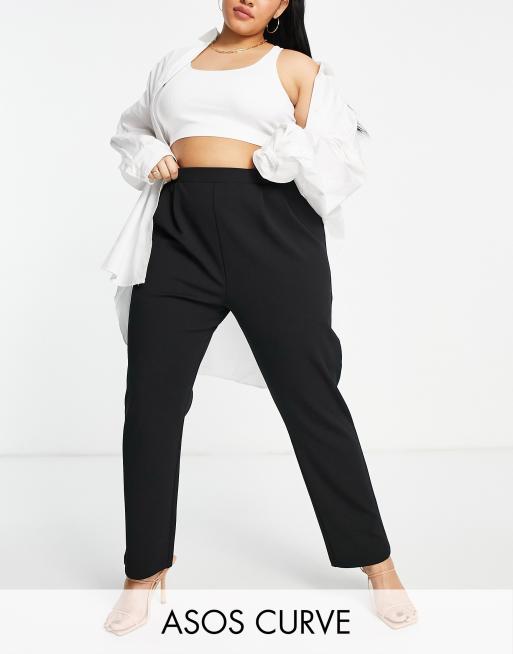 ASOS DESIGN Curve – Svarta avsmalnande kostymbyxor i jersey 