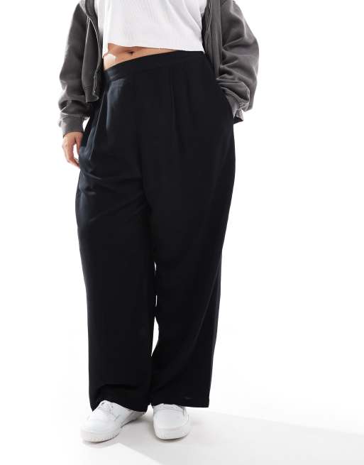 ASOS DESIGN Curve – Svarta byxor med raka ben och resårmidja , 2 av 5