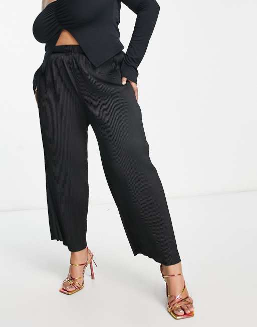 ASOS DESIGN Curve – Svarta culotte-byxor med plissering, 3 av 4