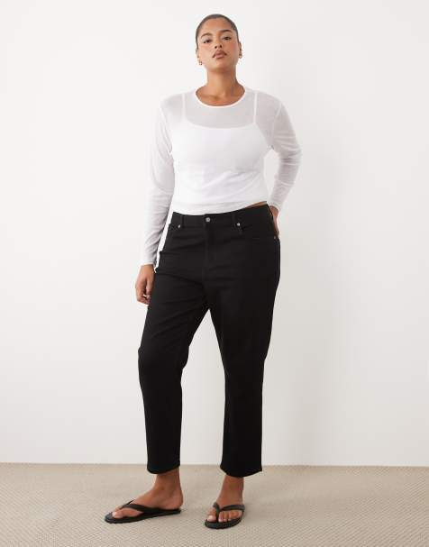 ASOS DESIGN Curve – Svarta jeans i slim fit och mom-modell - view 1