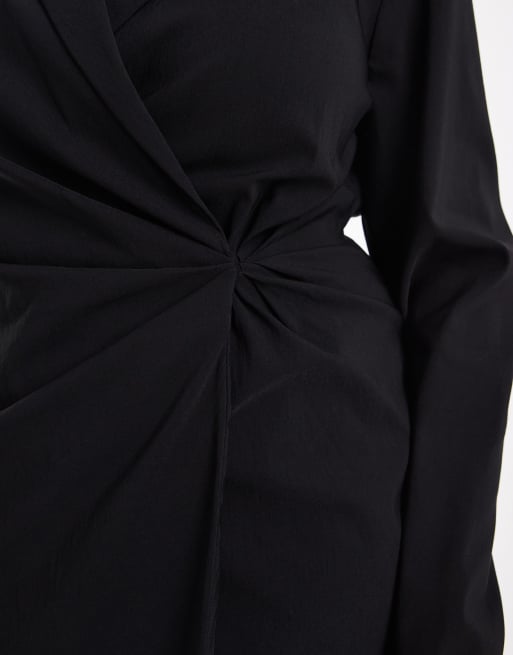 ASOS DESIGN Curve – Svarta kavajklänning i minilängd med markerad midja, 2 av 4