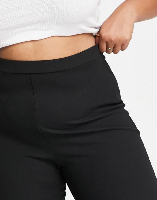 ASOS DESIGN Curve – Svarta kostymbyxor i jersey med utsvängd design och smal passform, 3 av 4