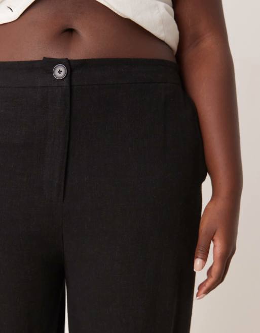 ASOS DESIGN Curve – Svarta linnebyxor med raka ben och avslappnad passform, 4 av 5