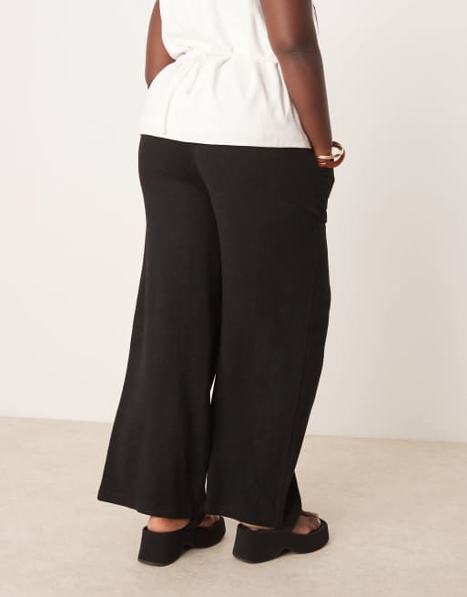 ASOS DESIGN Curve – Svarta linnebyxor med raka ben och avslappnad passform, 5 av 5