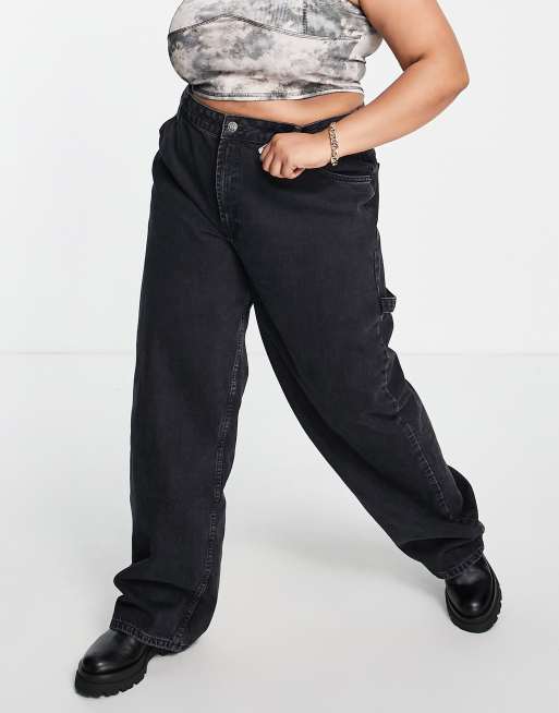 ASOS DESIGN - Curve - Svarta oversize skaterjeans i bomull - SVART, 2 av 4