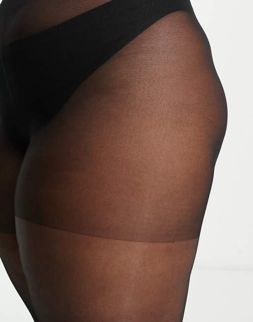 ASOS DESIGN Curve – Svarta strumpbyxor i 15 denier med söm baktill, 3 av 4