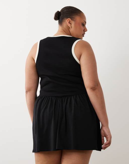 ASOS DESIGN Curve – Svartvit miniklänning med kontrastfärgade kanter, 4 av 4