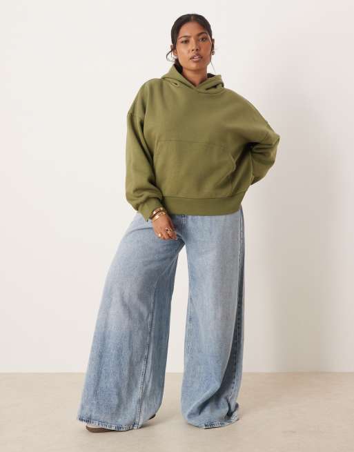 ASOS DESIGN Curve - Sweat à capuche oversize brossé - Kaki, 3 de 4