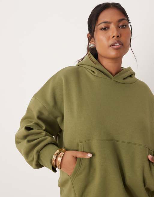 ASOS DESIGN Curve - Sweat à capuche oversize brossé - Kaki, 4 de 4