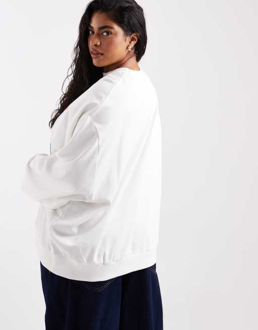 ASOS DESIGN Curve - Sweat oversize avec imprimé Oasis Definitely Maybe sous licence - Crème, 4 de 4