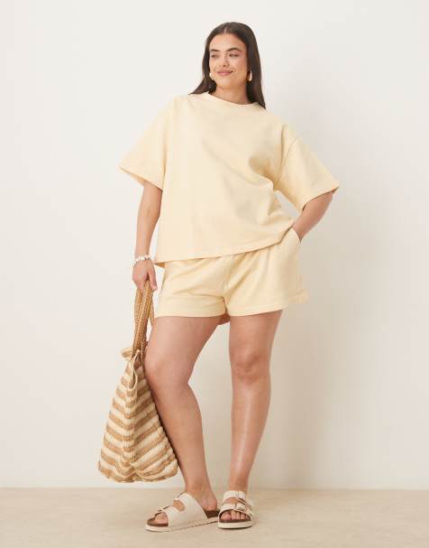 ASOS DESIGN Curve sweat set in buttermilk - view 1