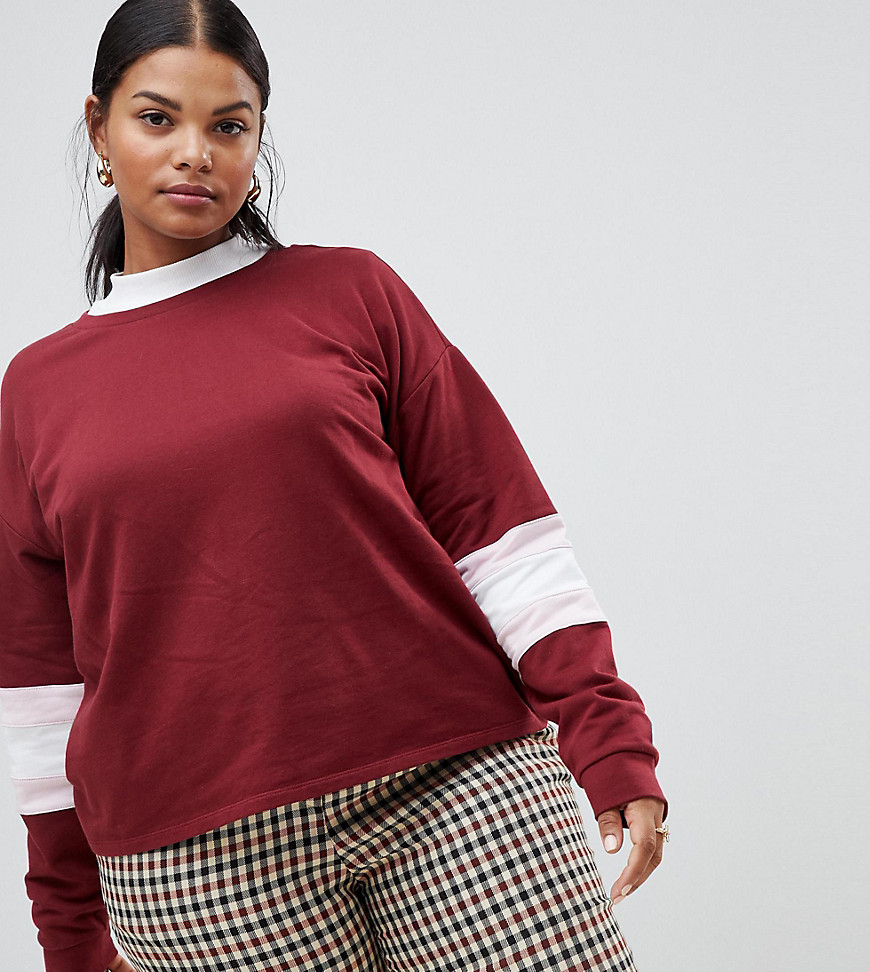 ASOS – DESIGN – Curve – Sweatshirt med färgpartier-Flerfärgad