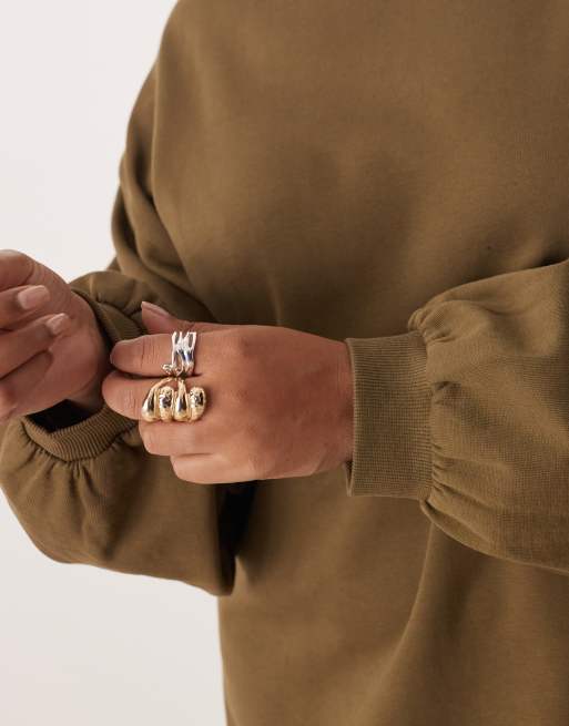 ASOS DESIGN Curve – Sweatshirt-Midikleid aus Baumwolle in Khaki mit Ballonärmeln, 4 von 4