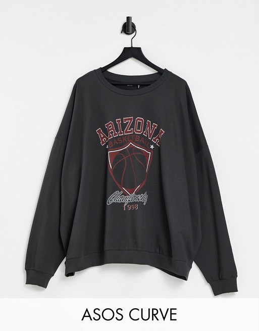 ASOS DESIGN Curve sweatshirt with varsity arizona print