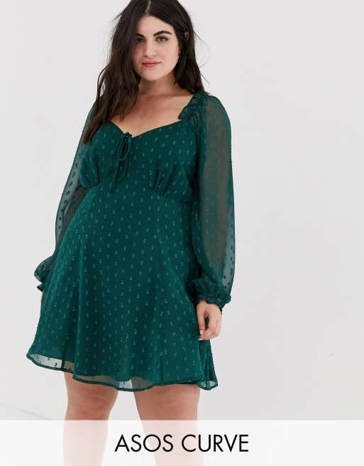 Asos design sweetheart babydoll mini hot sale swing dress in dobby spot