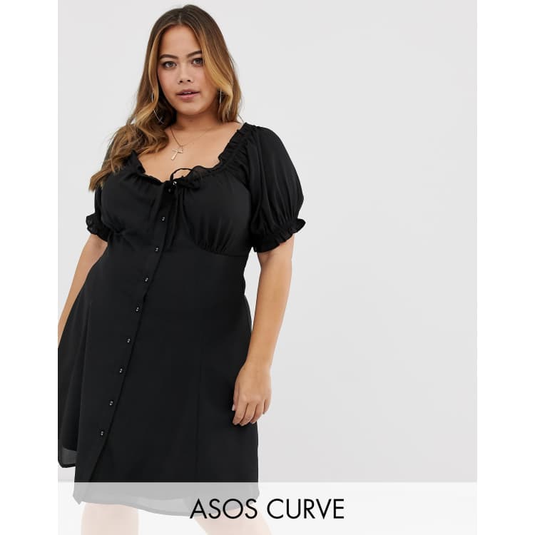 Asos design sweetheart babydoll mini top swing dress in dobby spot