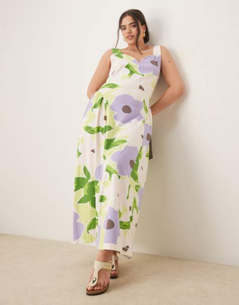 ASOS DESIGN Curve sweetheart godet midi dress in floral print - view 1