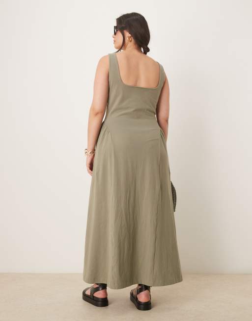ASOS DESIGN Curve sweetheart midi dress in sage, 3 of 4