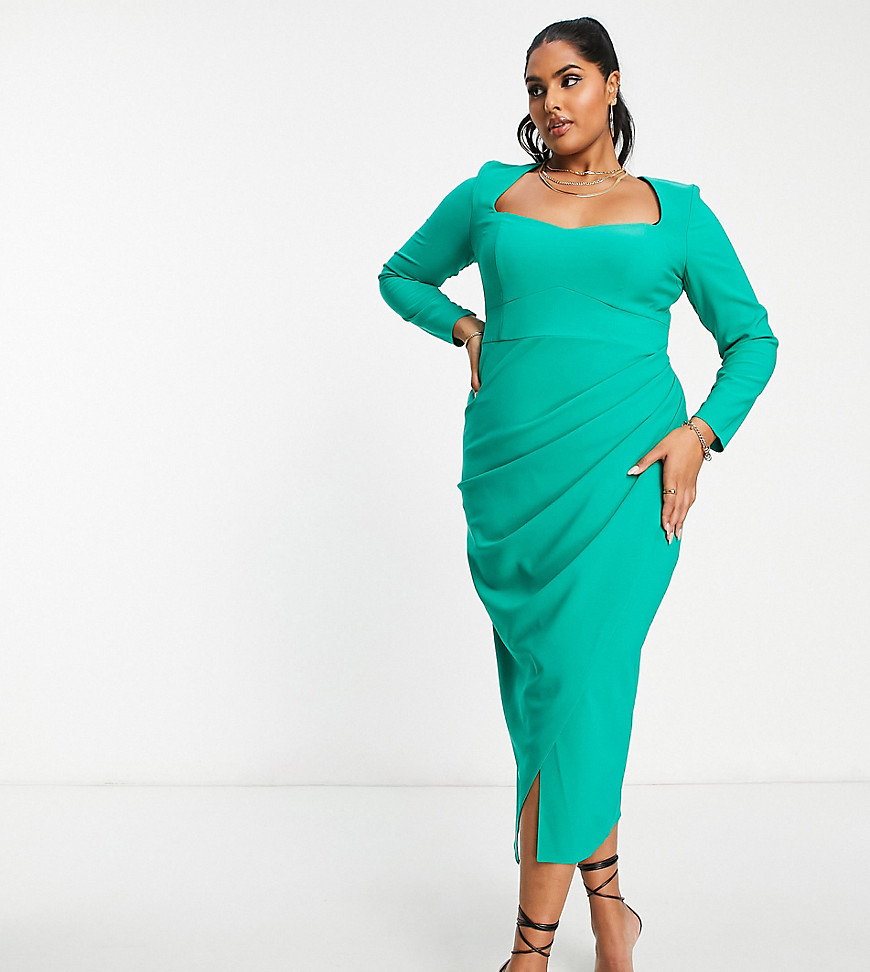 Dresses by ASOS Curve All other dresses can go home Sweetheart neck Long sleeves Wrap skirt Regular fit