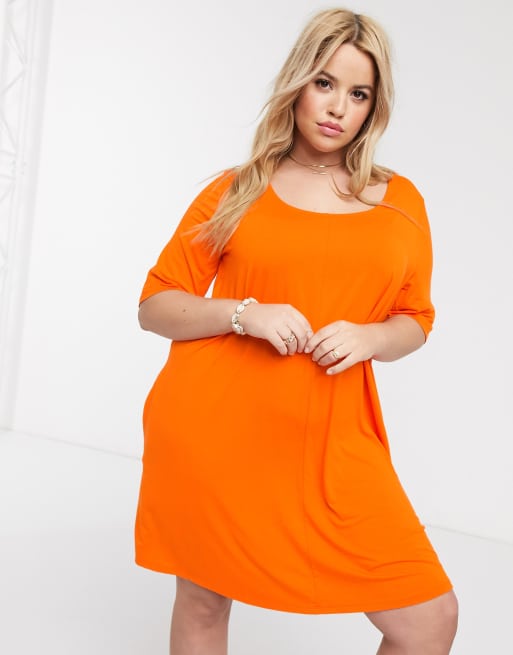 Plus size orange store t shirt dress